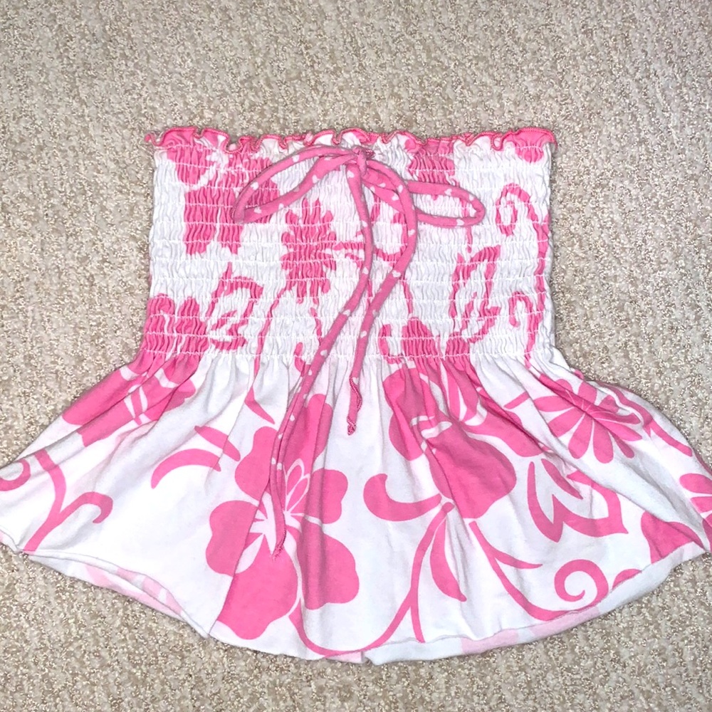 Strapless semi-crop top